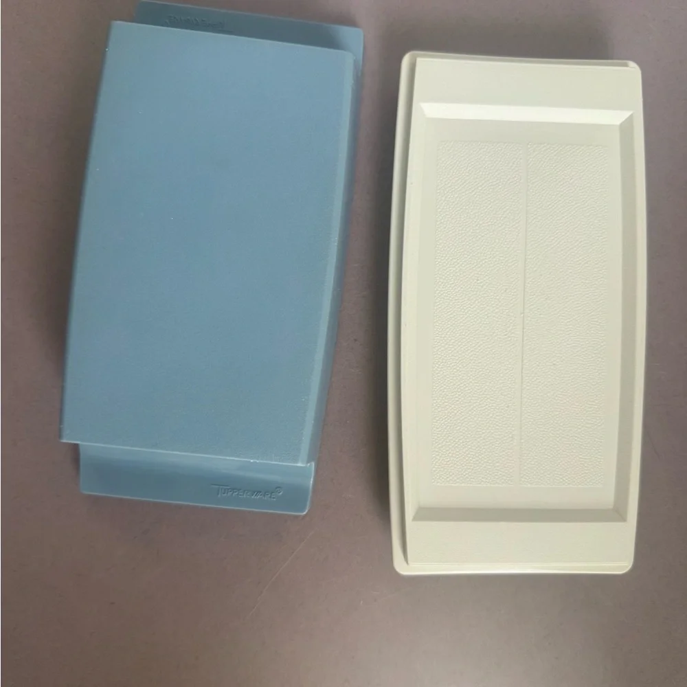 Tupperware Blue and Cream Butter Dish